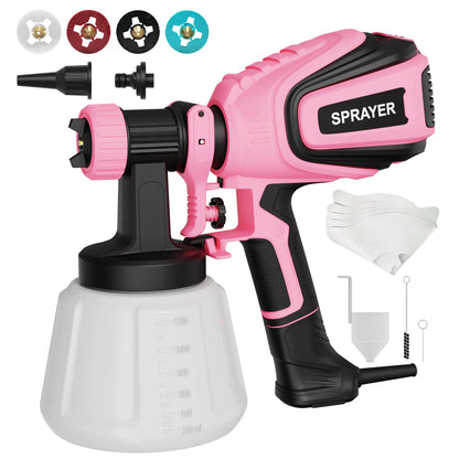 700W HVLP Paint Sprayer, Multi-Nozzle & Pattern, Easy to Clean for Furniture, Fence & More