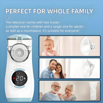 Portable Mesh Nebulizer, Quiet & Rechargeable, LED Display, for Home & Travel