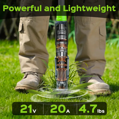 21V Electric Weed Puller with 3-Claw Steel Head, Cordless Weeding Tool with 2.0Ah Battery & Charger